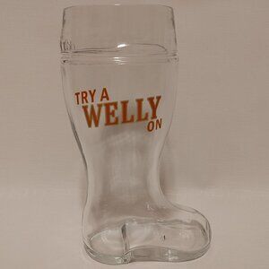 LARGE Wellington Brewery WELLY BOOT Try a Welly On Glass Boot 1L